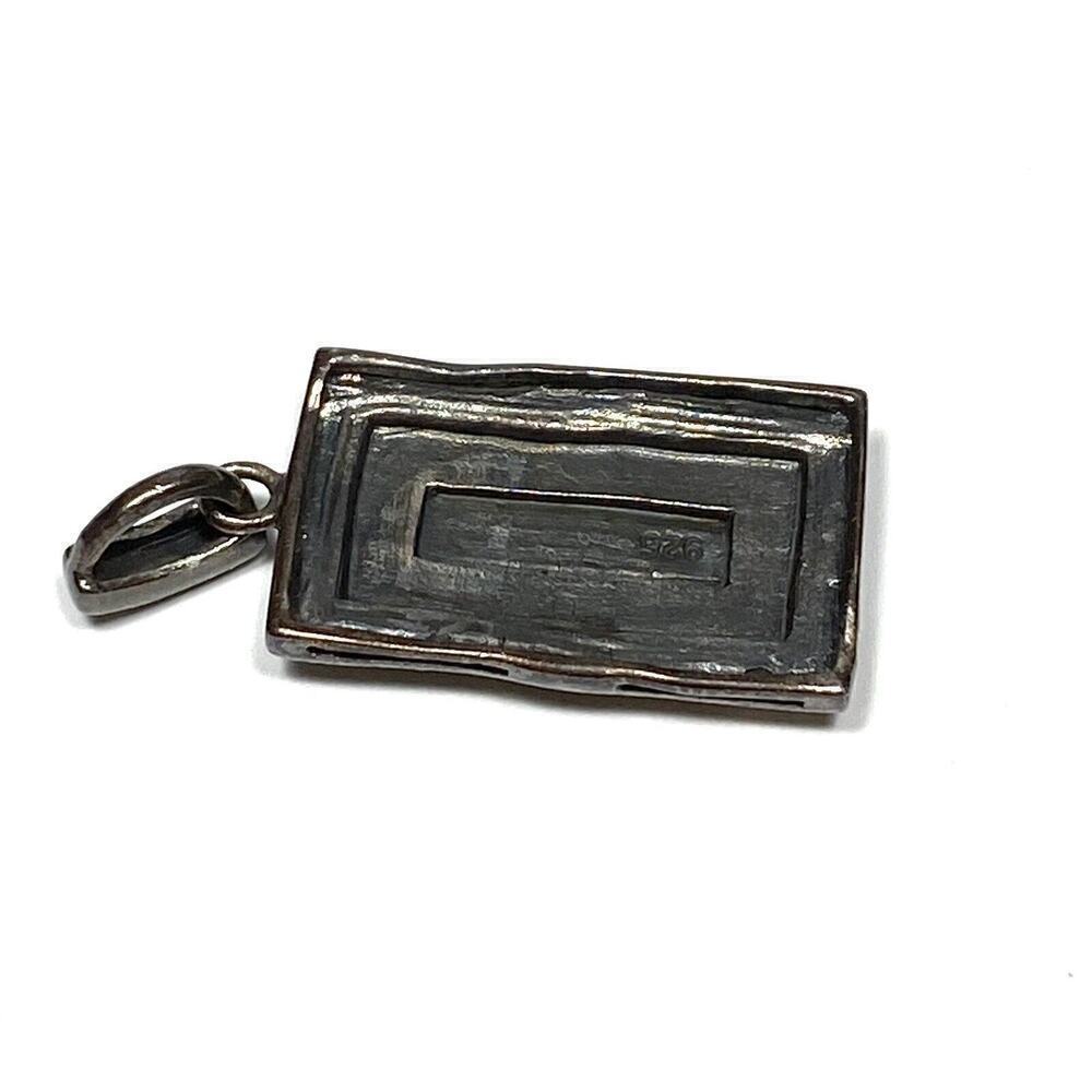 925 Sterling Silver Pendant Rectangular Marcasite… - image 3